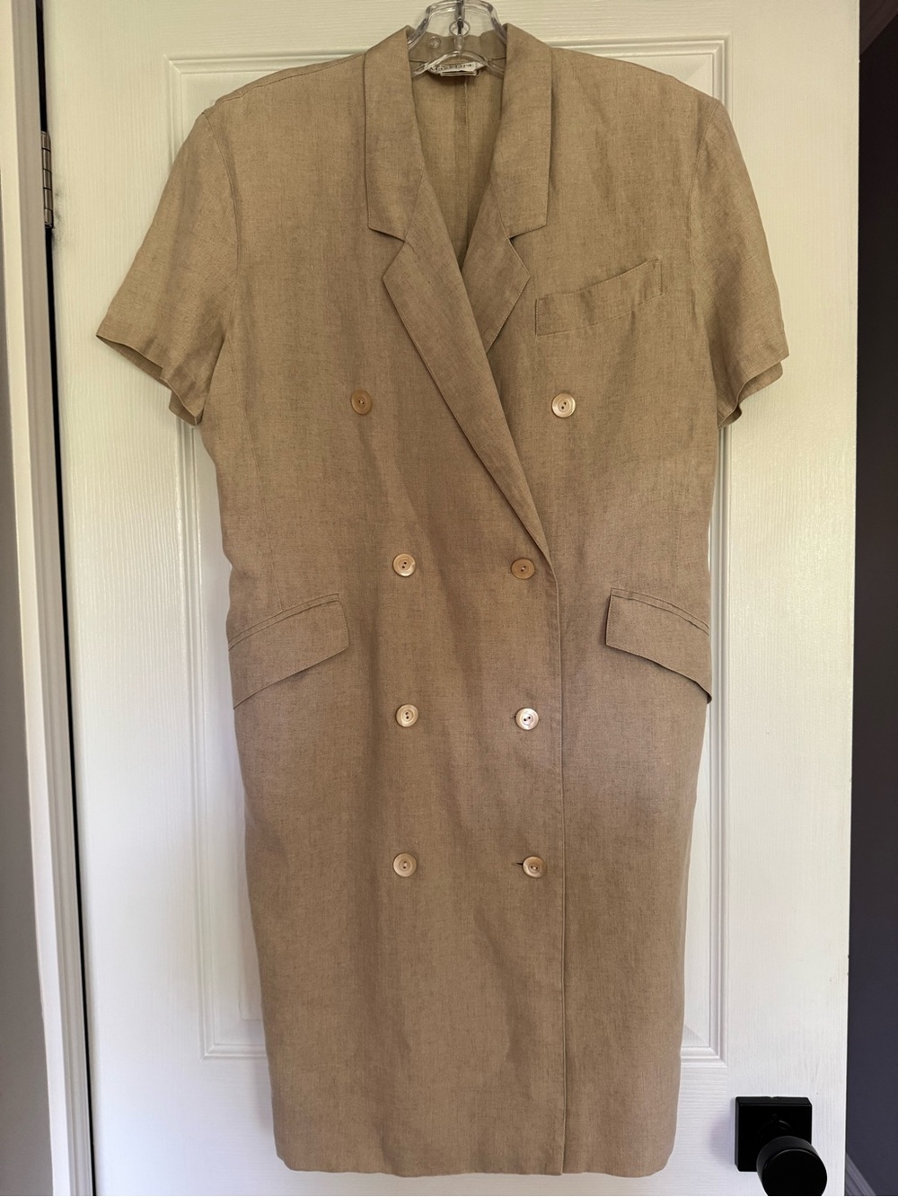 MaxMara Linen Beige Double-Breasted Dress Size Medium
